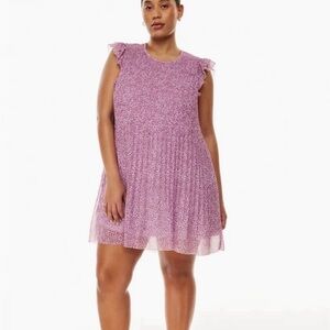 Aritzia Wilfred Daydreamer Sleeveless Dress in Mochi Pink/Wldberry Prpl/Rose